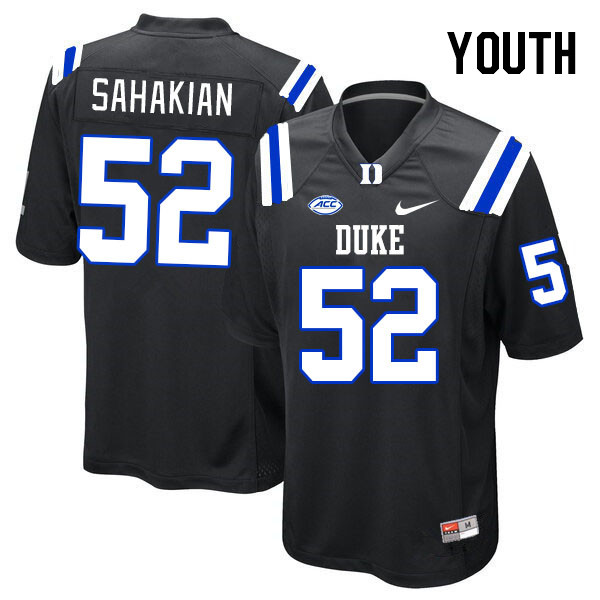 Youth #52 Micah Sahakian Duke Blue Devils College Football Jerseys Stitched-Black